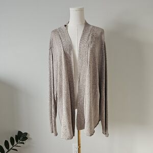Eileen Fisher 3x Linen Cotton Blend Taupe Open-Front Cardigan